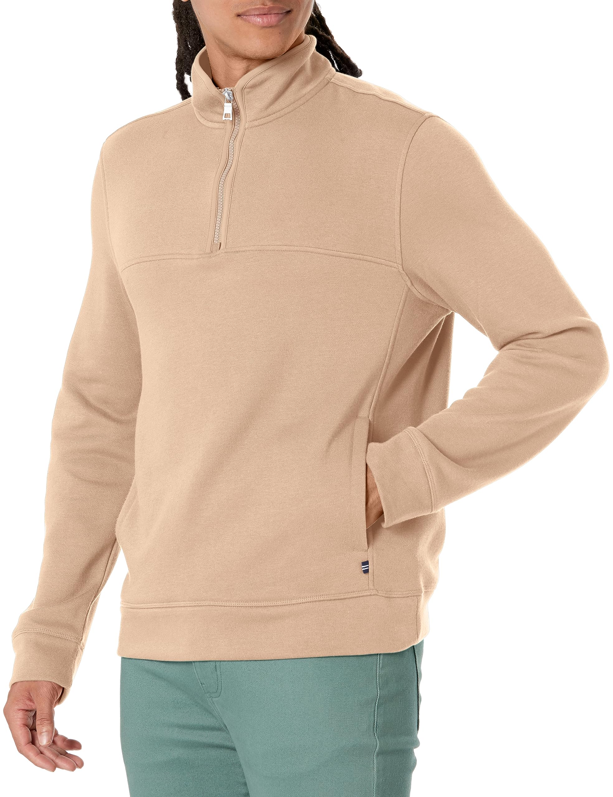 Nautica Quarter-Zip Sweatshirt, Military Tan, S Image