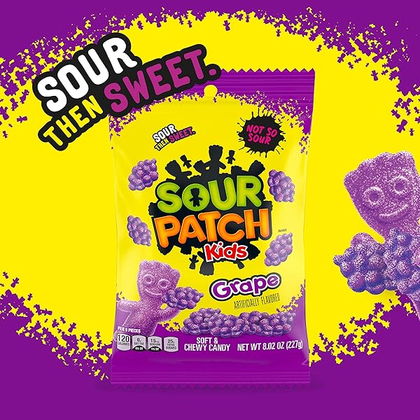 SOUR PATCH KIDS GRAPE SOFT & CHEWY CANDY, 8.02 OZ