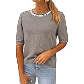 Arach&Cloz Women's Wool Blend Elegant Crew Neck Sweaters for Fall 2025