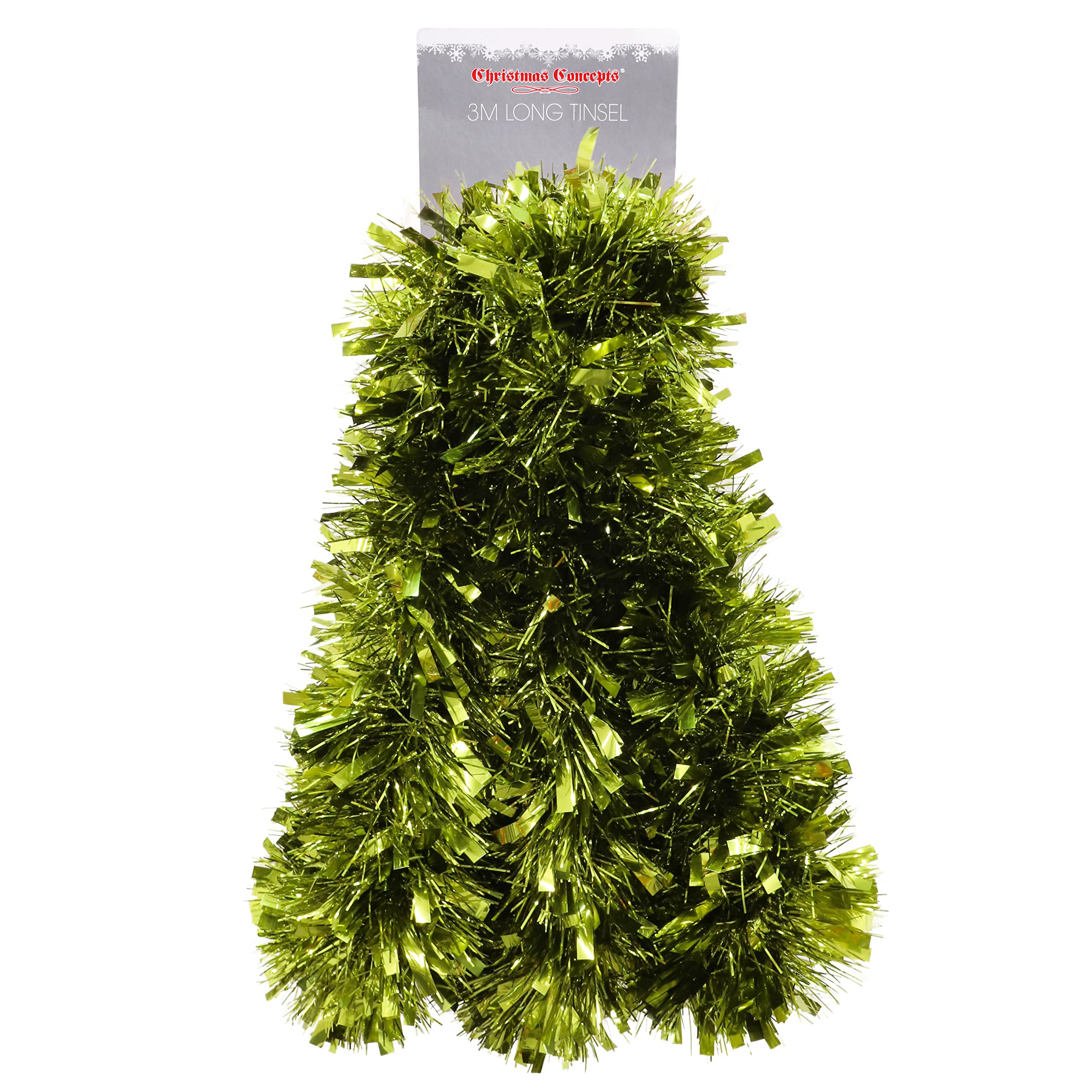 Christmas Concepts® 3m (9.8ft) Chunky/Fine Christmas Tinsel - Christmas Decoration Tinsel (Lime Green)