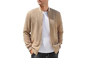 COOFANDY Men's Bomber Jacket Lightweight Casual Jacket Fashion Varsity Coat Waffle Zip Up Jacket