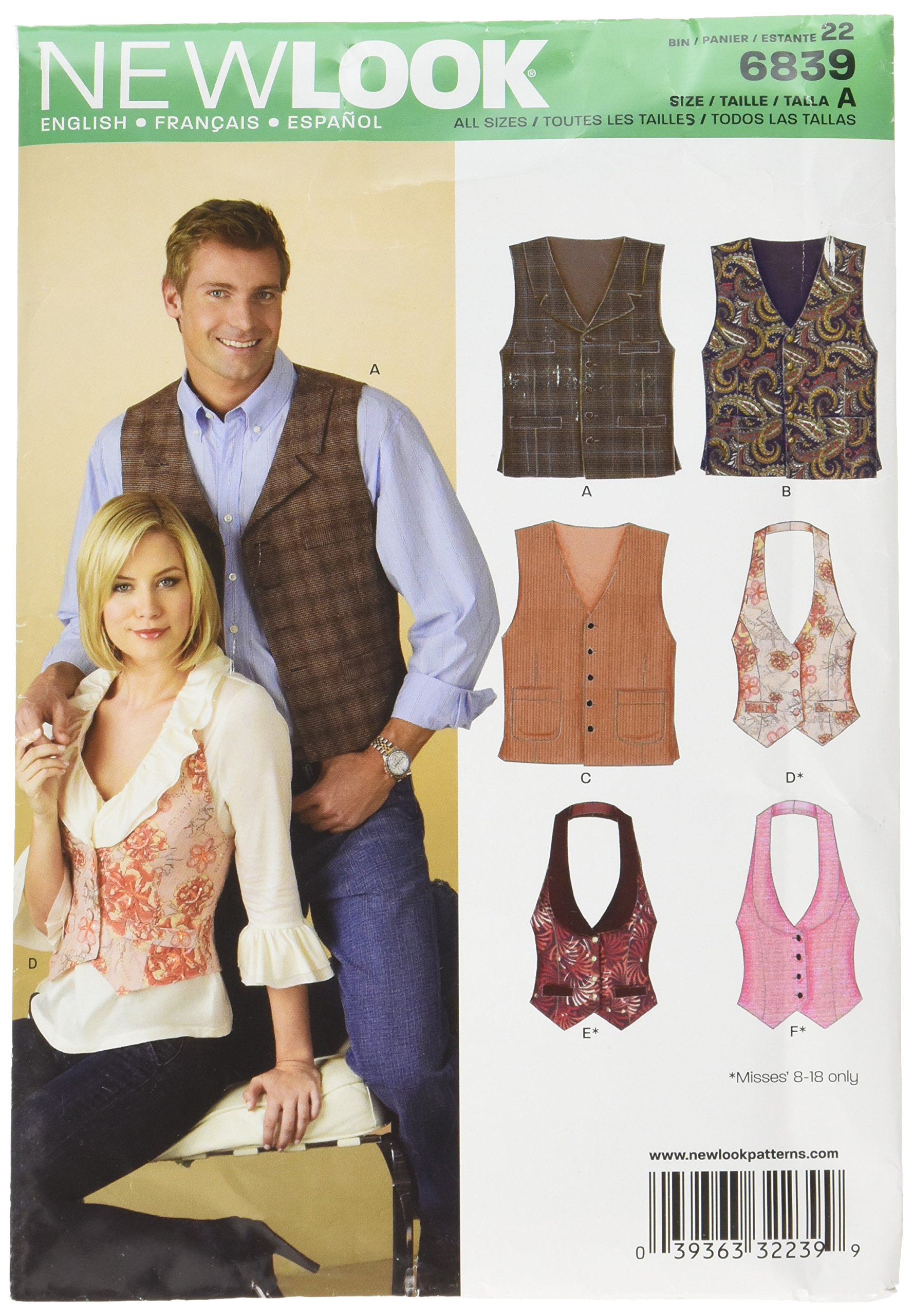 New Look Sewing Pattern 6839: Miss/Men Separates, Size A, Multicolor, Toutes les Tailles