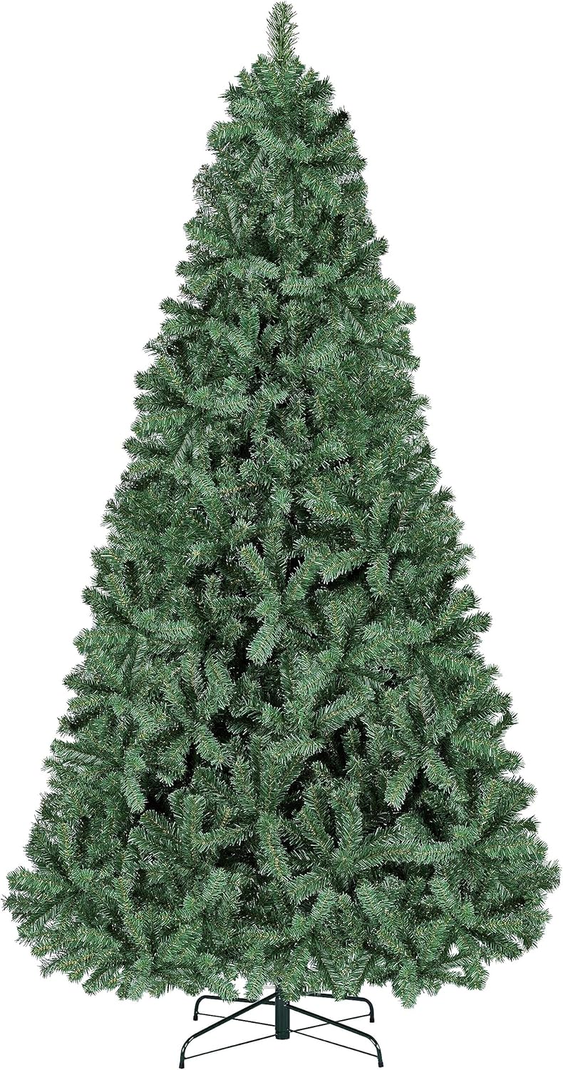 Trees - Yaheetech 9ft Premium Spruce Hinged Artificial Full Christmas Tree with 2028 Branch Tips Holiday Xmas Tree with Metal Hinges and Foldable Base for Home Party Office Decoration