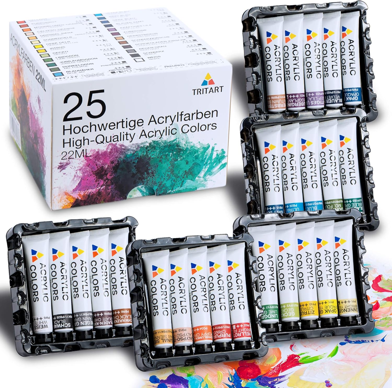 Tritart - Juego de pinturas acrílicas (25 x 22 ml): Amazon.es: Hogar