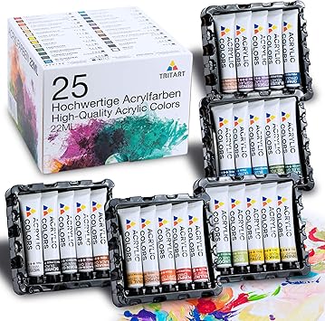 Tritart Lot De 25 Tubes De Peinture Acrylique De 22 Ml De Peinture Acrylique Amazon Fr Cuisine Maison