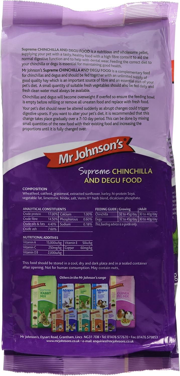 Mr Johnson's Supreme Chinchilla and Degu Pet Food, 900 g, 900 g (Pack of 1) - Image 3