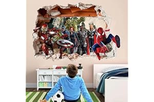 Wthh Superhero Wall Sticker Removable Vinyl Decal Boys Bedroom Kids Room Game Room Bathroom Wall Decor - 24" x 16"