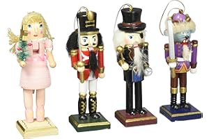 BURTON+BURTON Burton & Burton Nutcracker Ornaments Wood Handpainted Assorted Set of 4,for Christmas
