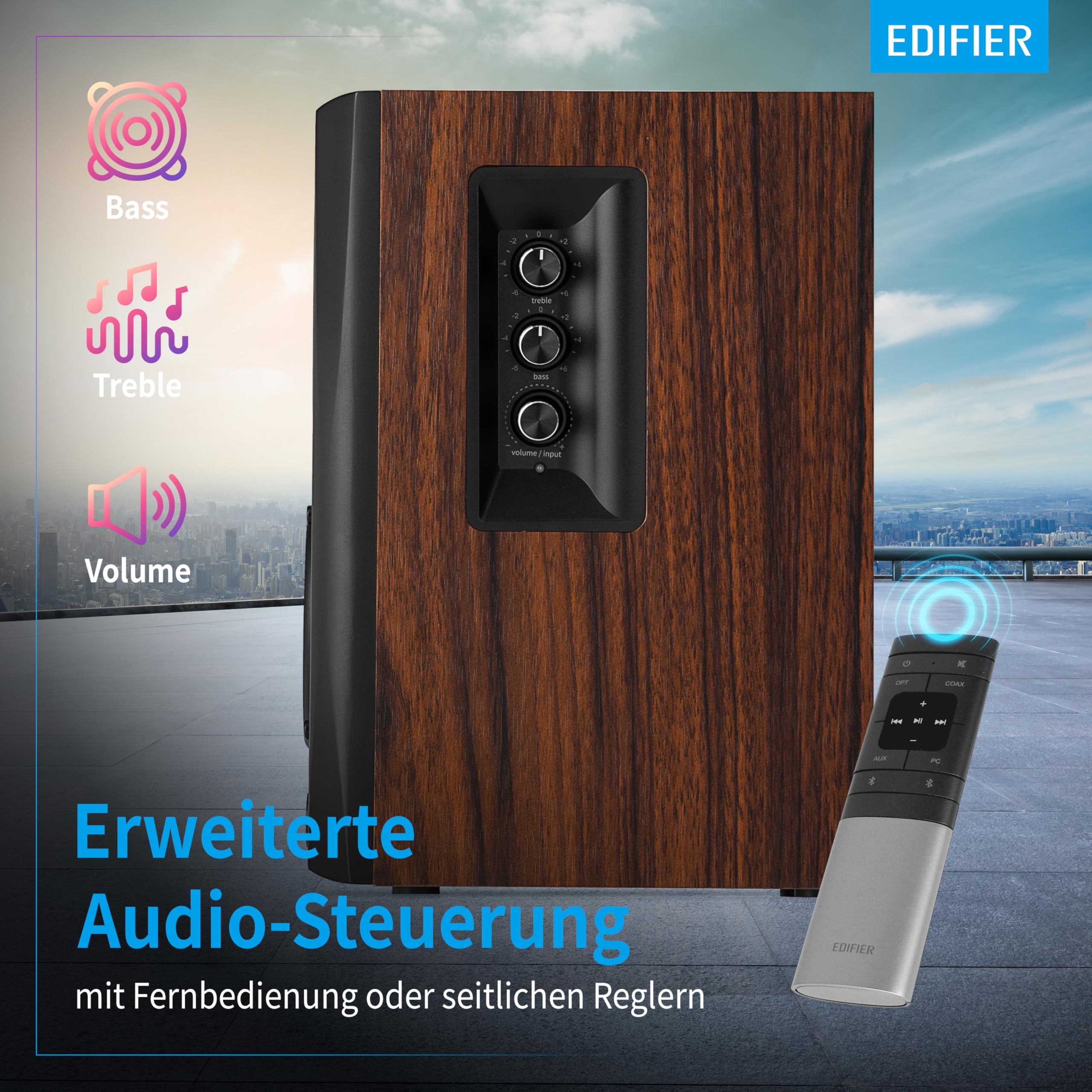 Edifier S360DB 2.1 Regellautsprecher und Subwoofer Lautsprechersystem Bluetooth V5.1 aptX kabelloser Sound für Arbeitszimmer, Wohnzimmer und kleine Räume 6