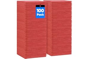 HOMEXCEL Red Shop Towels 100 Pack, Reusable Microfiber Cleaning Cloth Bulk, Multipurpose Microfiber Towels for Car, House and Kitchen, Highly Absorbent Cleaning Rags 11.5 x 11.5 inch