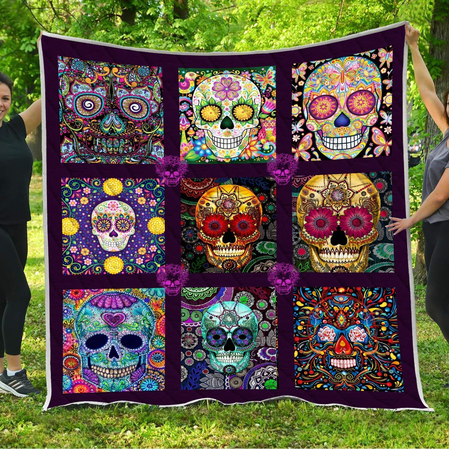 Sugar Skull Arts Tattoo Quilt Pattern Blanket AllSeason Quilts