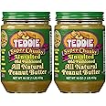 Teddie All Natural Peanut Butter, Super Chunky Unsalted 2pk, Gluten Free & Vegan, 16 Ounce (Super Chunky Unsalted, Pack of 2)