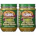 Teddie All Natural Peanut Butter, Super Chunky Unsalted 2pk, Gluten Free & Vegan, 16 Ounce (Super Chunky Unsalted, Pack of 2)