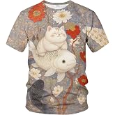 QTAGTESS Cat Graphic T-Shirt Novelty Short Sleeve Crewneck Shirt