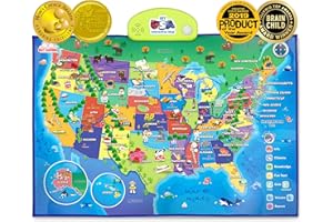 BEST LEARNING i-Poster My USA – Interactive Talking United States Map for Kids Ages 5-12 to Learn States, Capitals & Fun Facts
