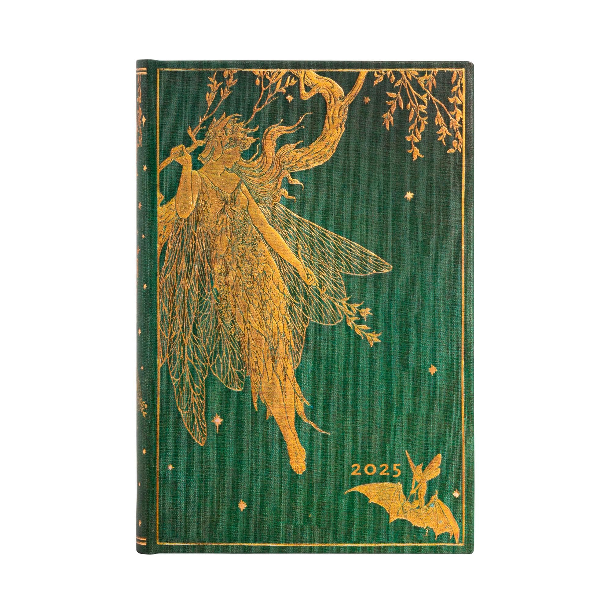 Kalendarz Paperblanks 2025 Olive Fairy Mini Dzienny: jeden dzień na stronie, zamykany na gumkę, Papier 80 GSM