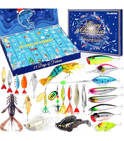 12 days of christmas fishing lures Advent Calendar 2026, 24 Fishing Lure Countdown, Lifelike Multi Jointed Swimbait Set, Suitable Gifts For Anglers Adult Men Fishermen Dads Father Granpa Brother Boyfriend : Home & Kitchen These lures are made SC-120RE:120 Bill Lewis Scope Stik Penn Musky Reel