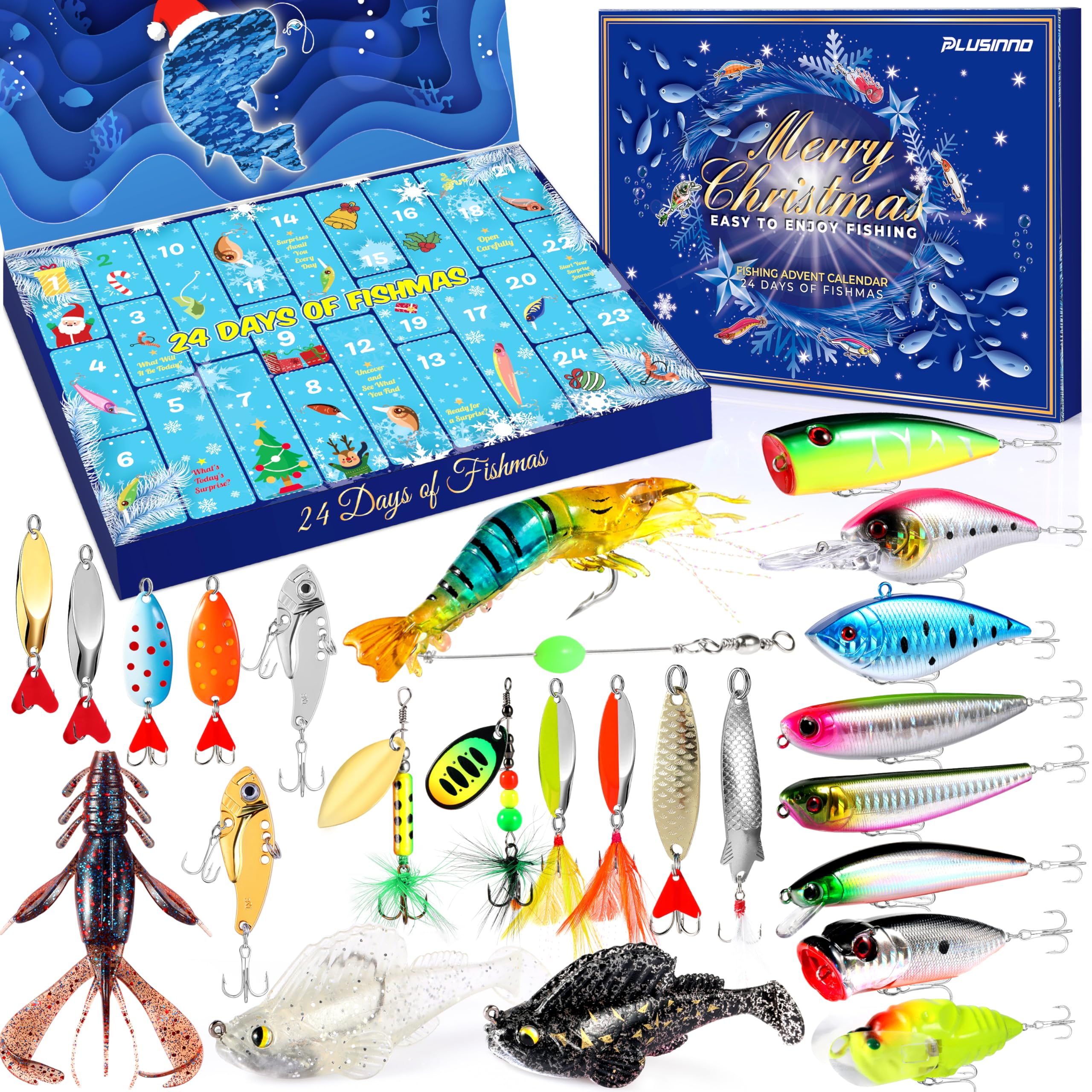 Photo 1 of Advent Calendar 2025 Adult Fishing Advent Calendar Fishing Gifts For Men Teens Boys 24 Days Christmas Countdown Calendar Fishing Tackle Lures Gifts For Men