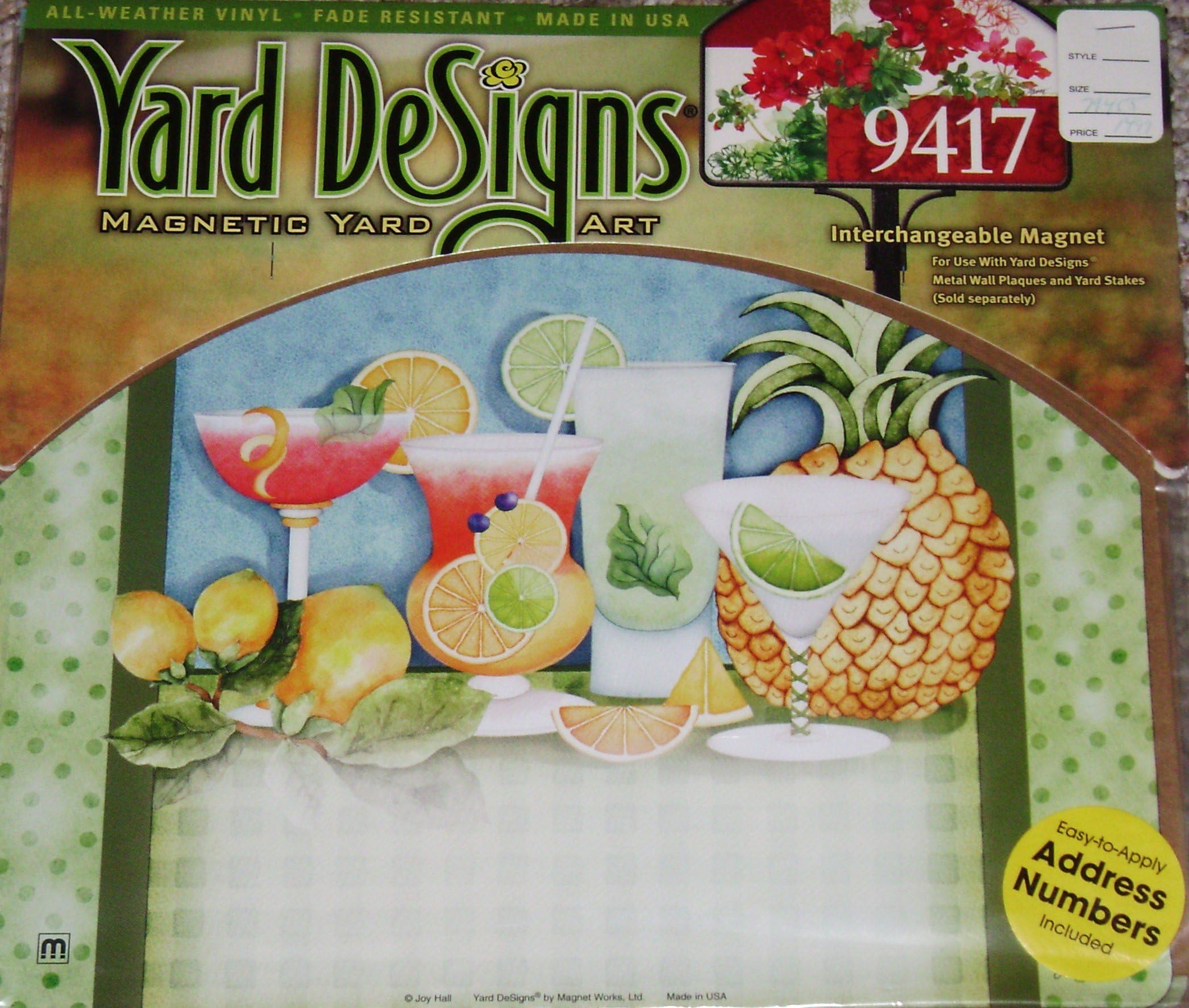 Summer Cocktails Party Drinks Magnetic Yard DeSign & Address Marker