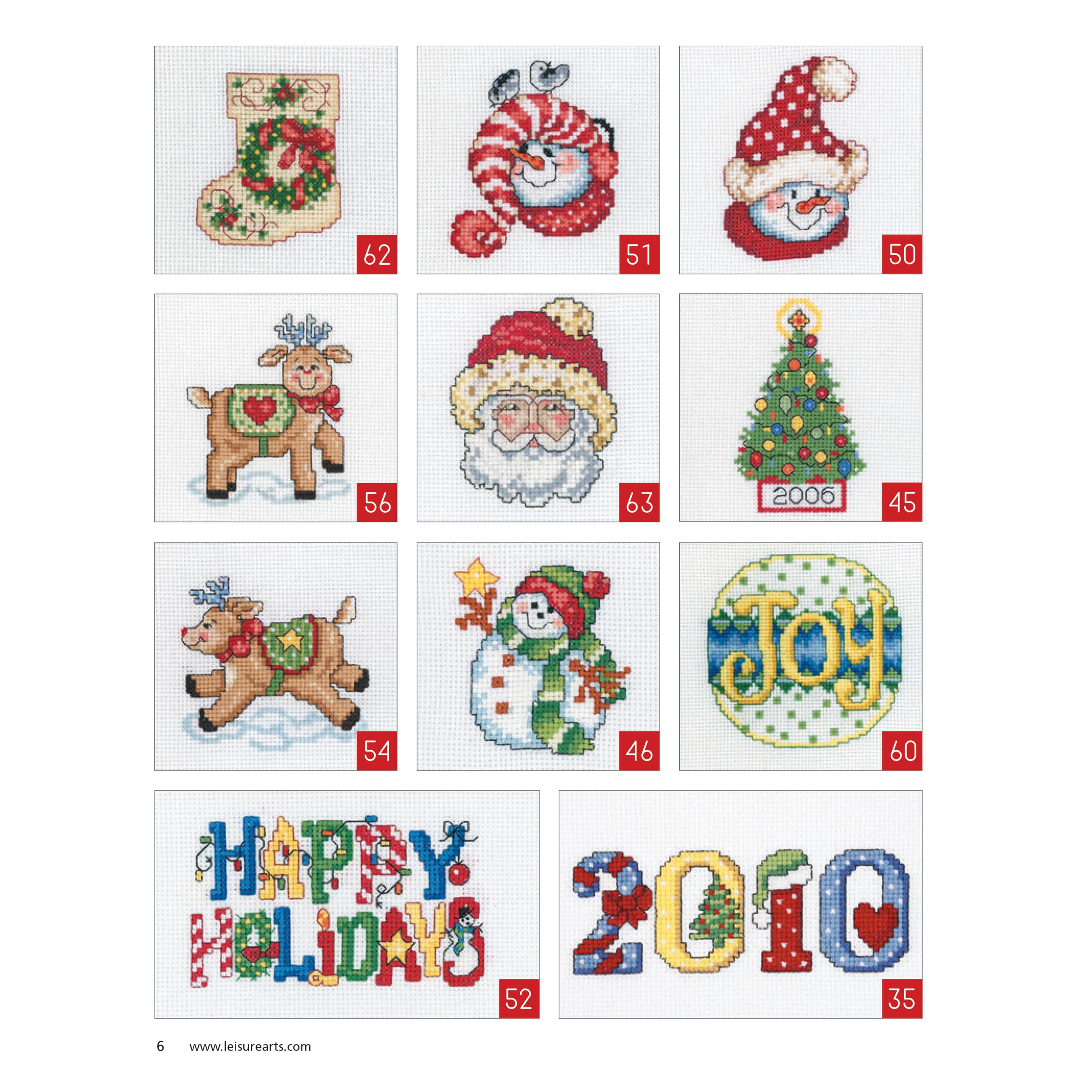 LEISURE ARTS Cross Stitch Holiday Ornaments Galor Cross Stitch Book- Pattern Kits from Snowmen to Elves to Woodland Creatures, 98 Christmas Ornaments Design.