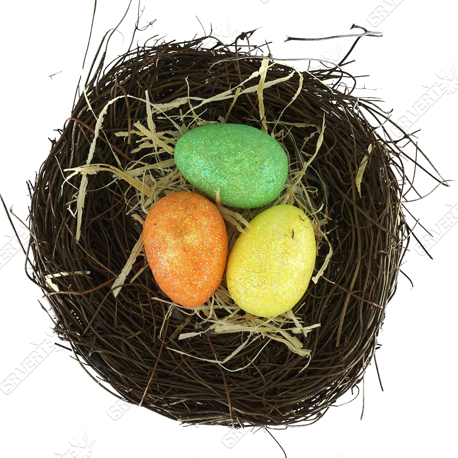 36PCs Easter Glitter Eggs Decoration, Glitter Foam Eggs in Hamper Basket - Image 4