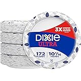 Dixie Ultra Paper Plates, 10 1/16 inch, Dinner Size Printed Disposable Plate, 172 Count (4 Packs of 43 Plates), Packaging and
