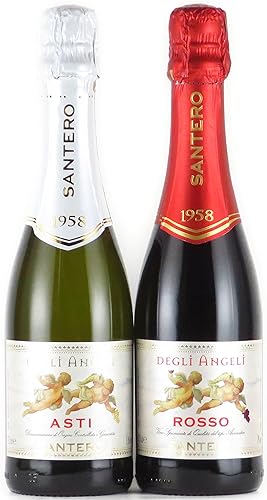 Amazon Co Jp サンテロ 天使のアスティ 天使のロッソ ハーフボトル N V 375ml 2本 白 赤 甘口 スパークリングワイン 食品 飲料 お酒