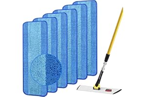 NIXOOT 6 Pack Microfiber Mop Pads for Rubbermaid Commercial 18 Inch Mop and 17 Inch Mop, Reusable Wet & Dry Commercial Cleaning Mop Refill Replacement Head for Multi-Surface Floors