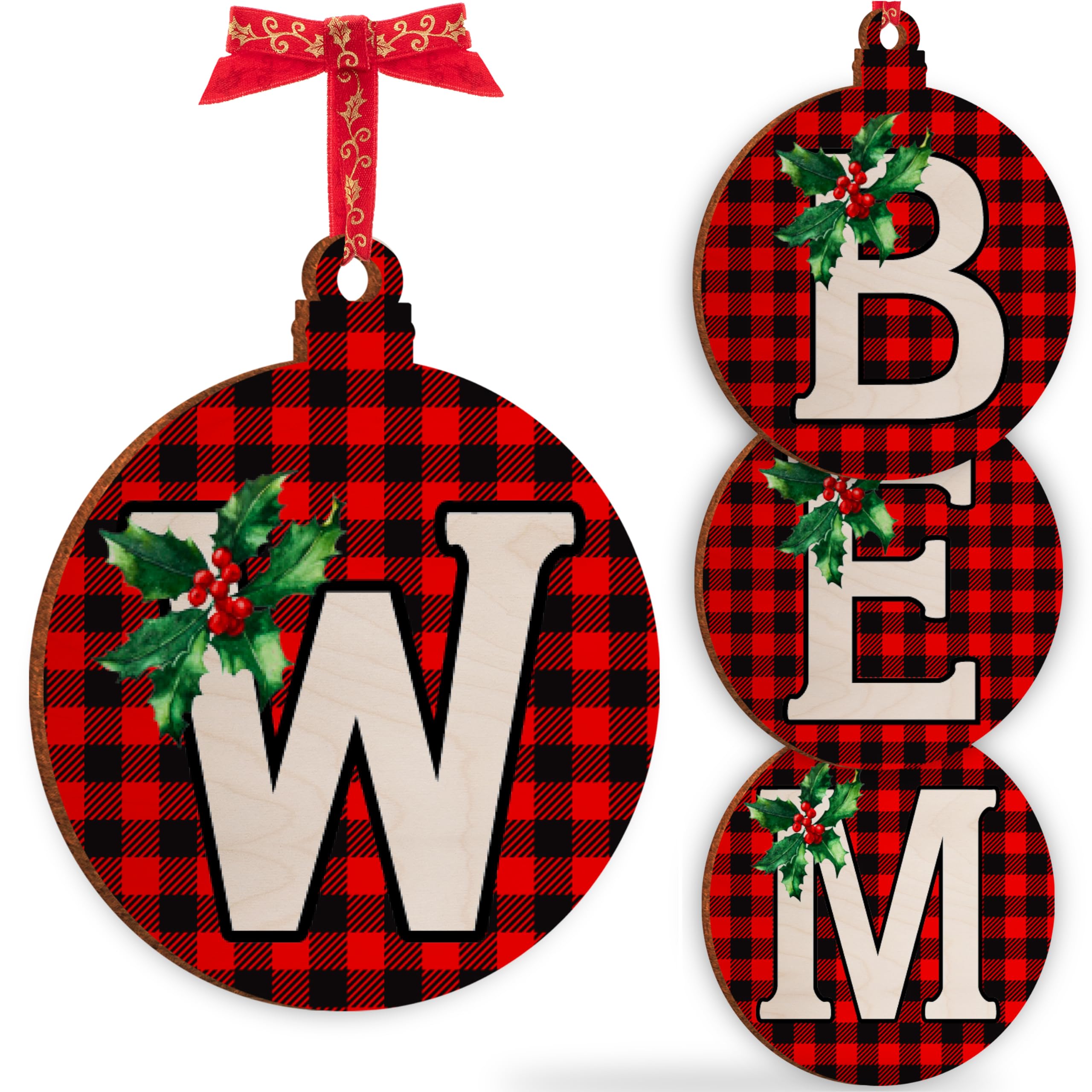 Christmas Initial Wooden Ornaments - Personalised 10x10cm - Xmas Babubles Gift for Noel Tree Decorations C1 (Initial #W)