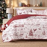 CAROMIO Christmas Quilt Set King Size | Christmas Holiday Decorations Bedspread Coverlet Set, Soft and Breathable Xmas Quilt 
