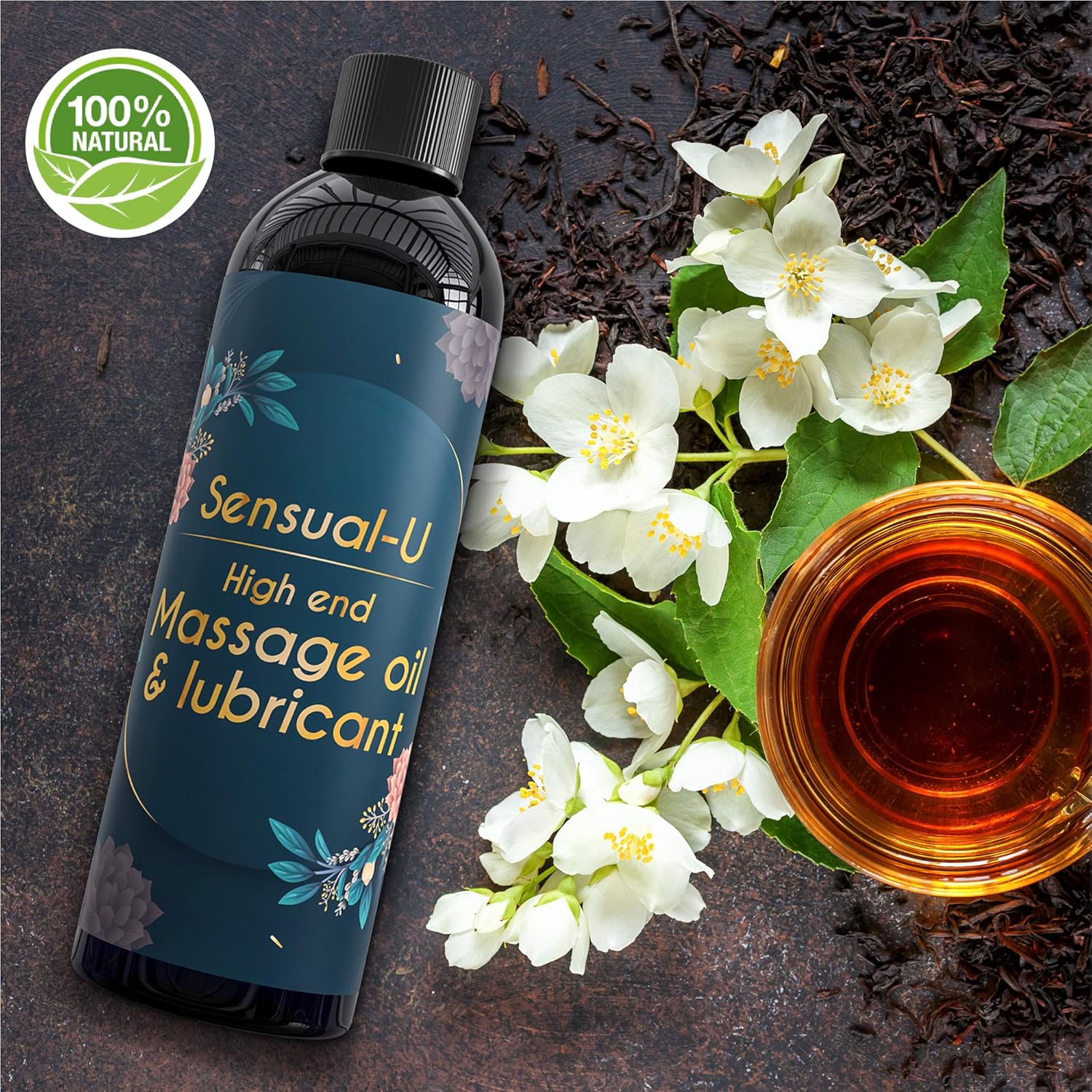 Sensual Massage Oil & lubricant with Relaxing Jasmine and clove oil for Men and Women – 100% Natural Hypoallergenic Skin Therapy with No Artificial or Added Ingredients - made by Sensual-U : Beauty