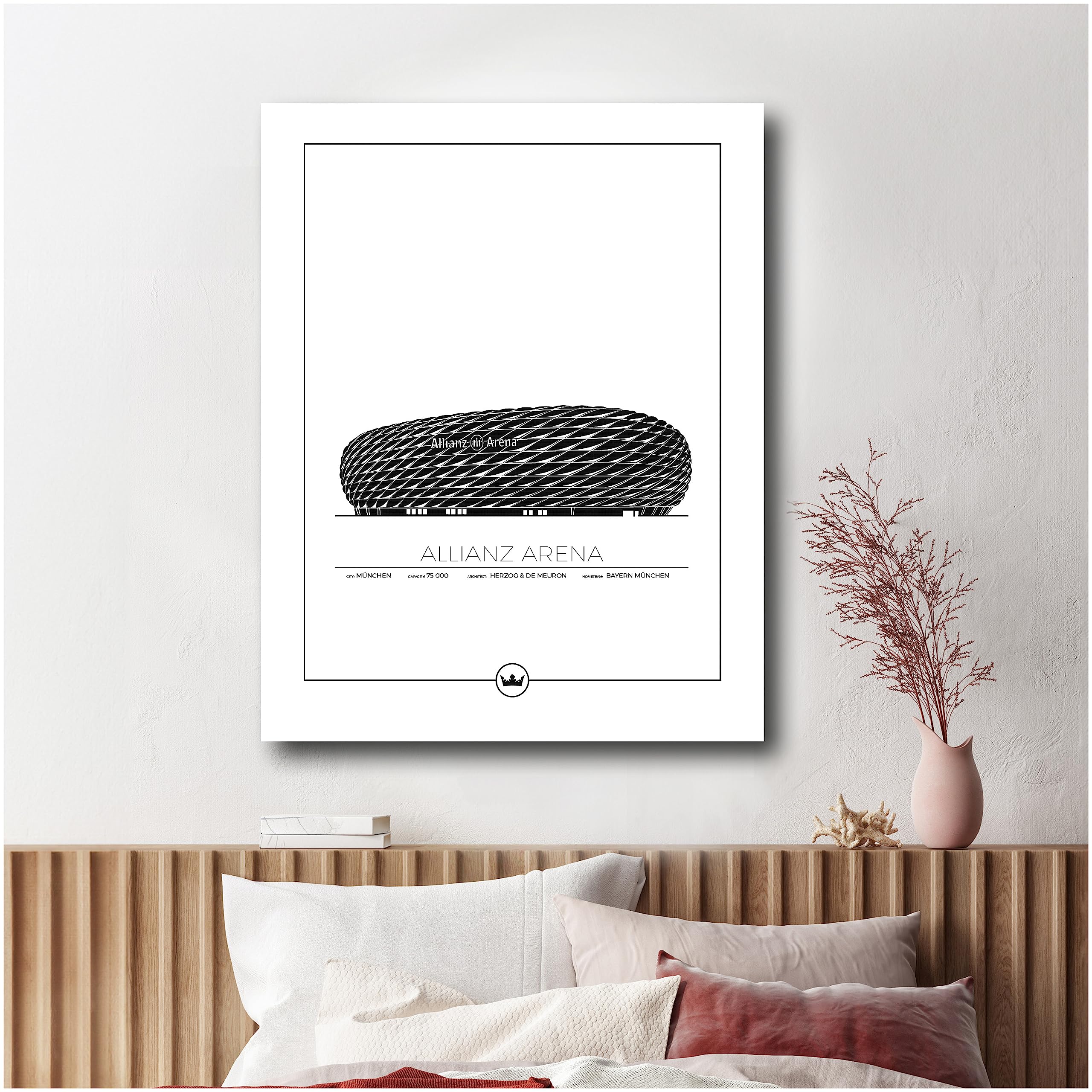 Sverigemotiv Allianz Arena München Football Stadium Wall Art Print — Artwork Football Gifts for Boys Girls Men Fans — Home of the Bavarians/Die Bayern of Munich — Unframed Poster 50x70 cm