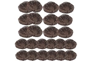 DTESL 24 Pcs 4 Inch Resurrection Festival Artificial Rattan Bird House Nest Bird Decoration is Used for Handicraft,Easter, Party, Moss Landscape, Terrace Decoration, Family Garden Decoration