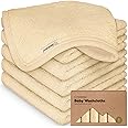 6-Pack Baby Washcloths - Soft Viscose from Bamboo Washcloth, Baby Wash Cloths for Newborn, Kids, Bath Baby Towels, Face Towel, Face Cloths for Washing Face (Khaki)