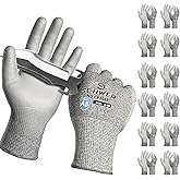 Schwer 12 Pairs ANSI A5 Cut Resistant Work Gloves, Cut Proof Gloves with PU Coating, Used for Metal Fabrication, WoodWorking, Construction, Non Slip, Durable, M, CR3088
