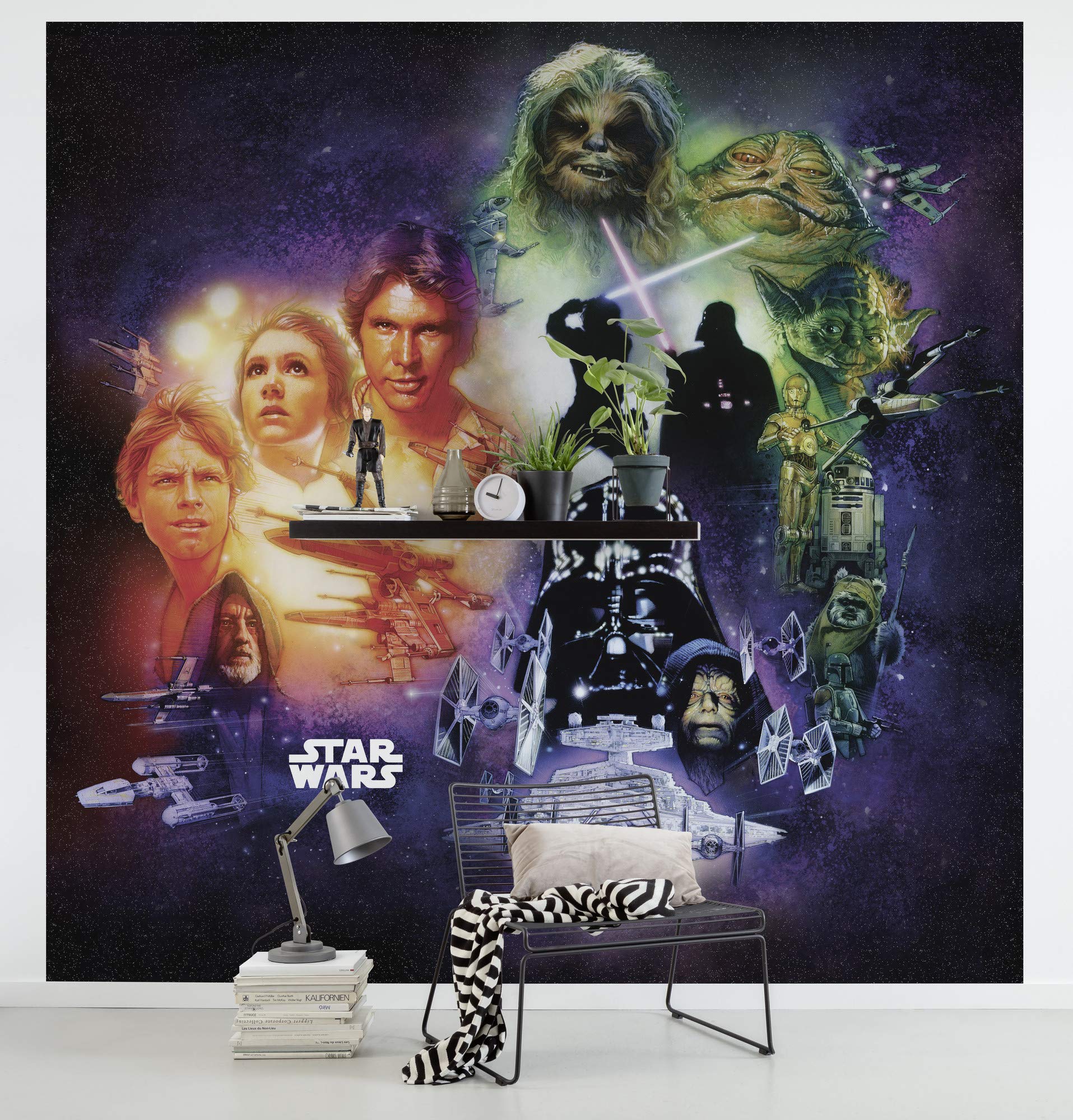 Komar Star Wars Fleece Photo Wallpaper, Fleece, Black, White, 250 x 250 cm (Breite x Höhe), Bahnbreite 50 cm