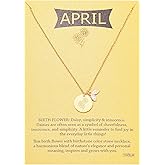 TGOLM 14k Gold Plated Birth Month Flower Birthstone Pendant Necklace, Floral Charm Necklace for Women Birthday Gift