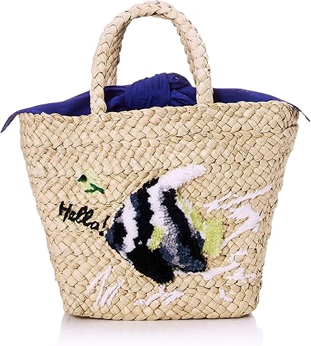 Amazon Cooco クーコ かごバッグ レディース トートバッグ 大人 立体刺繍 フィッシュ 131 176 2 ナチュラル Cooco クーコ カゴバッグ