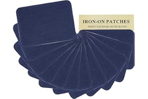 12 Pieces Dark Blue Premium Quality Fabric Iron-on Patches, Strong glue, 100% Cotton Repair Decorating Kit, Size 3" x 4-1/4" 