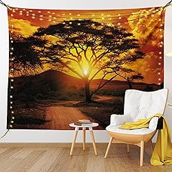 Lunarable Sunset Tapestry Twin Size, Majestic Tree