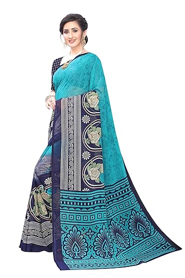 presents Women Georgette Saree With Unstitch Blouse Piece