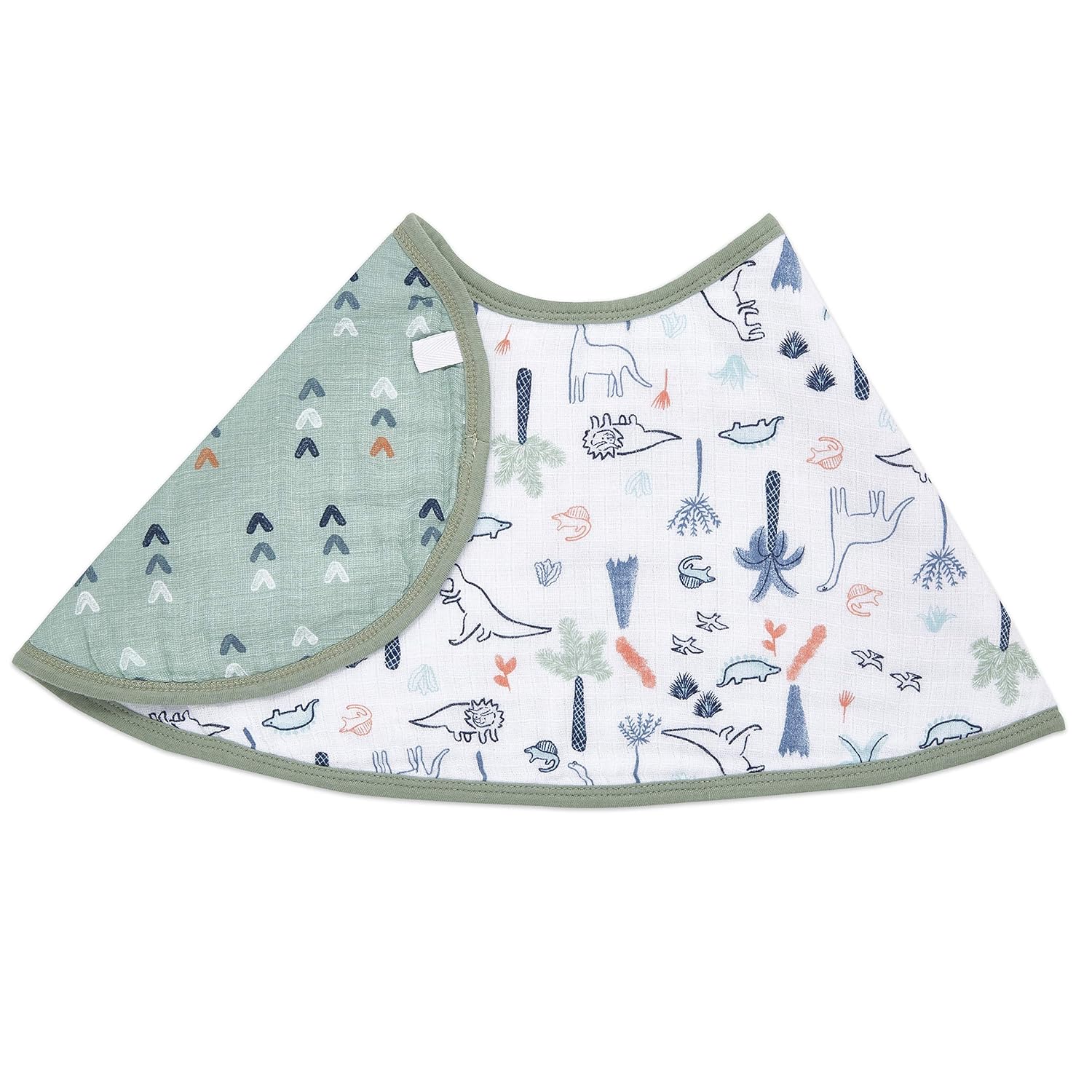 aden + anais Burpy Baby Bib, 100% Cotton Muslin, Soft Absorbent 4 Layers, Multi-Use Burp Cloth and Bib, 22.5” X 11”, Single, Dino Time: Baby