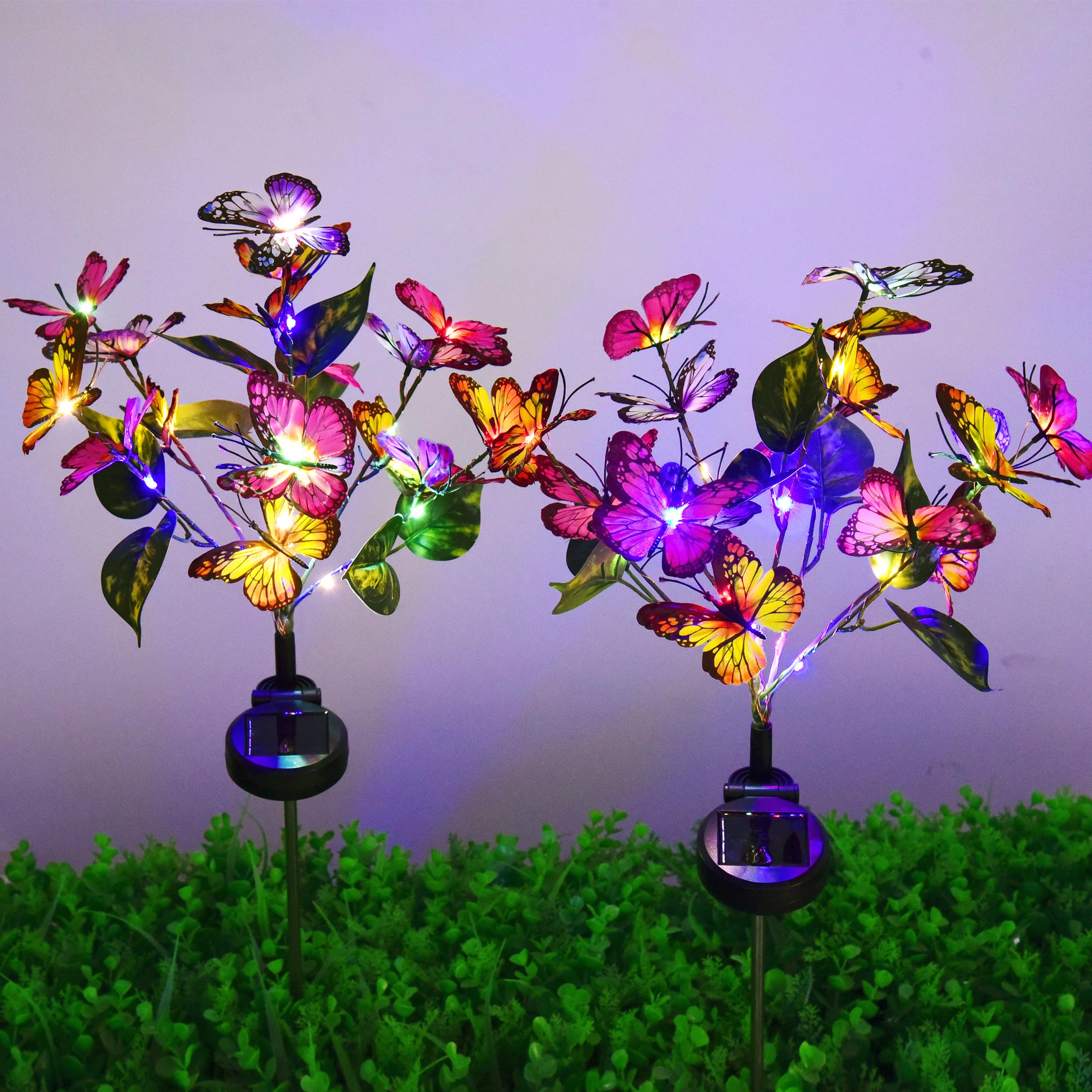 Photo 1 of 2 Pack Solar Garden Lights - Outdoor Waterproof Decorative Butterfly Solar Lights with 34 Butterfly, Perfect for Garden Yard Patio Lawn Festive Party Decorations, Romantic gifts for mums and ladies