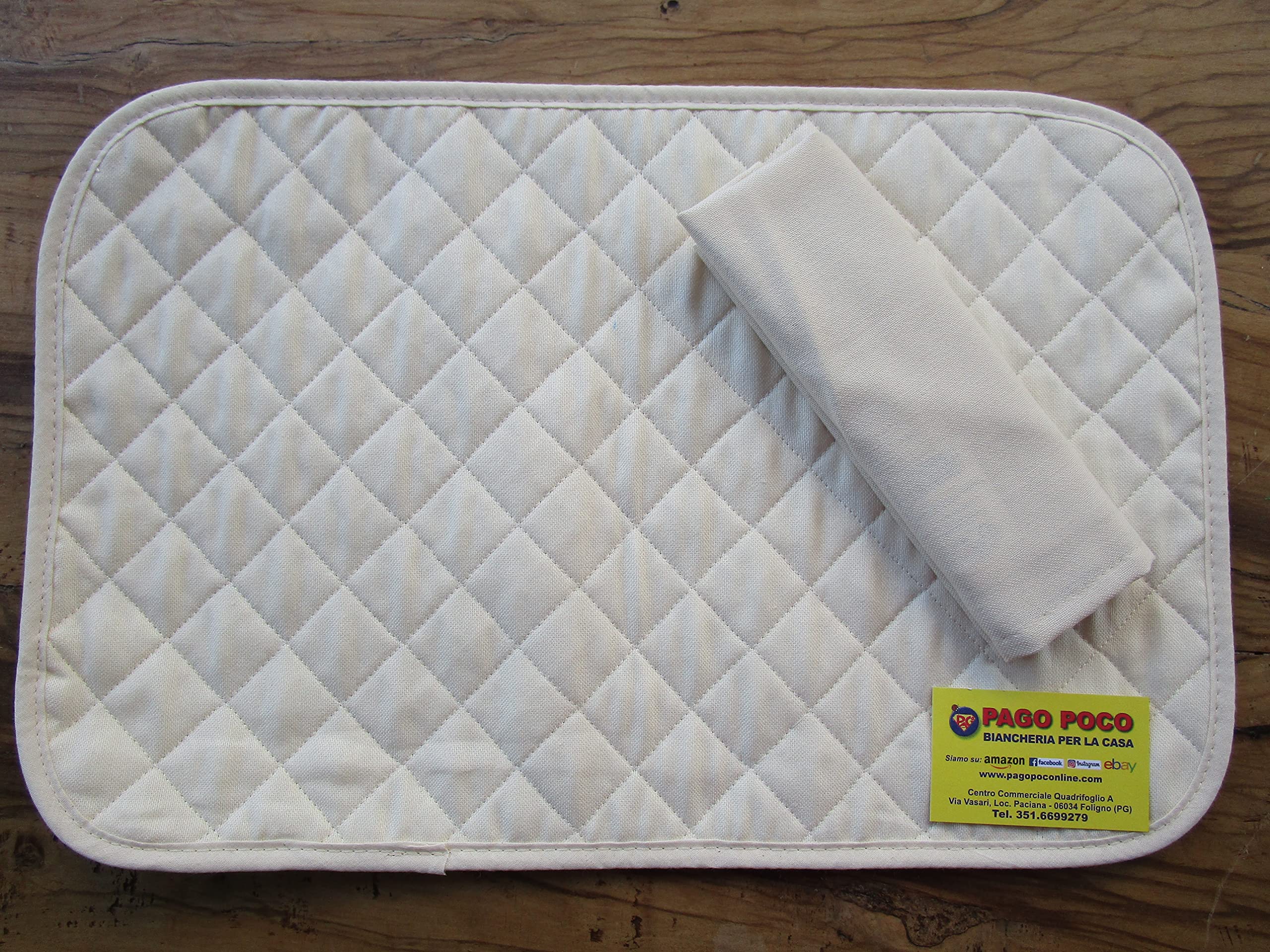 I pay little NEW!!! American Quilted Placemat with 1 Napkin in Plain Beige Color 100% Cotton MADE IN ITALY!!!!!