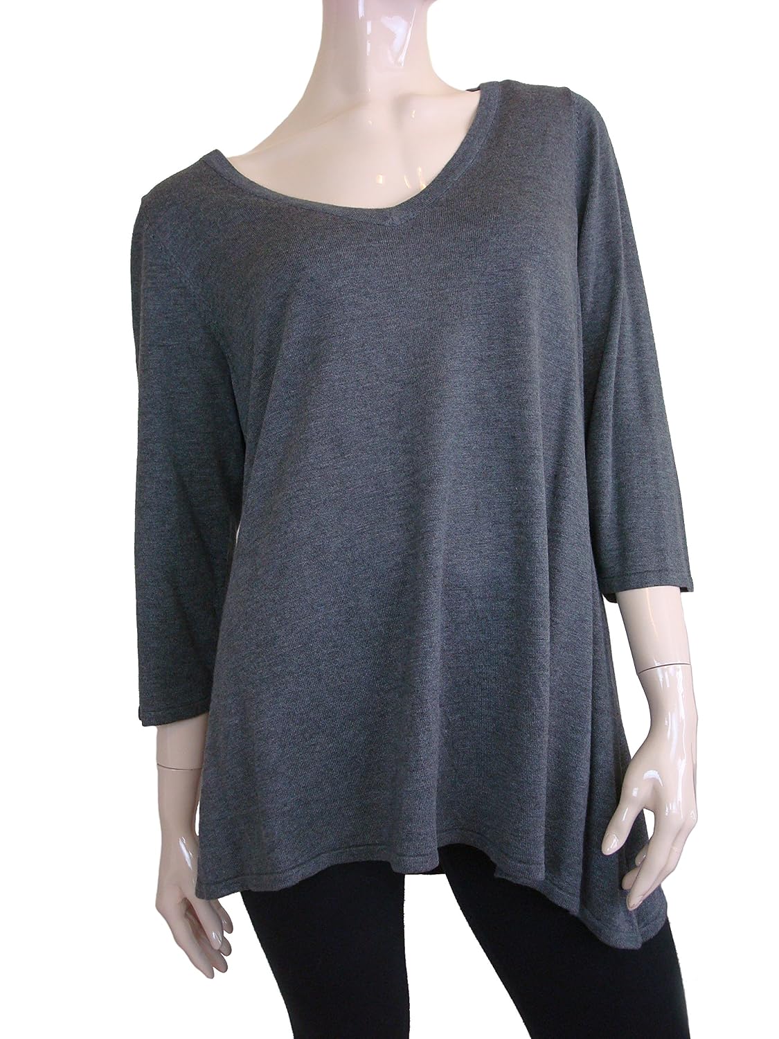 V-Neck 3/4 Sleeve Tunic Sweater 
