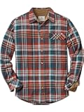 Legendary Whitetails Men's Buck Camp Flannel, Long Sleeve Plaid Button Down Casual Shirt, Corduroy Cuffs