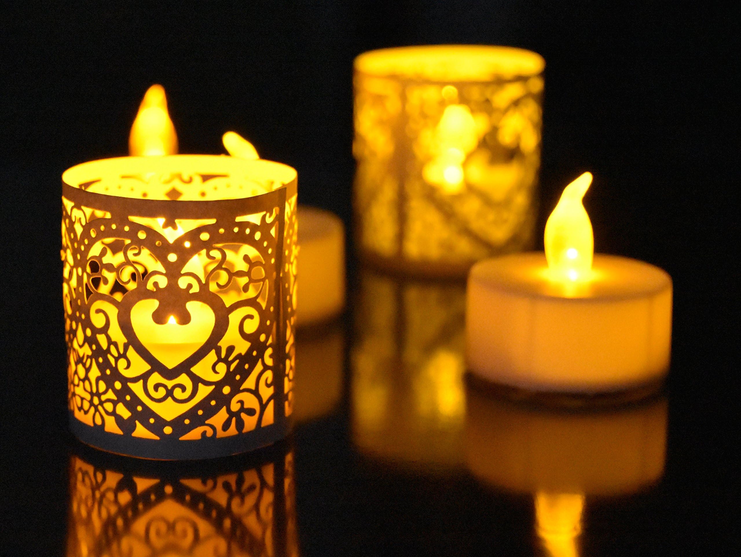 RUBY.Q 24pcs Flameless LED Tea Light Candles and 24pcs White Votive Wrap Papers