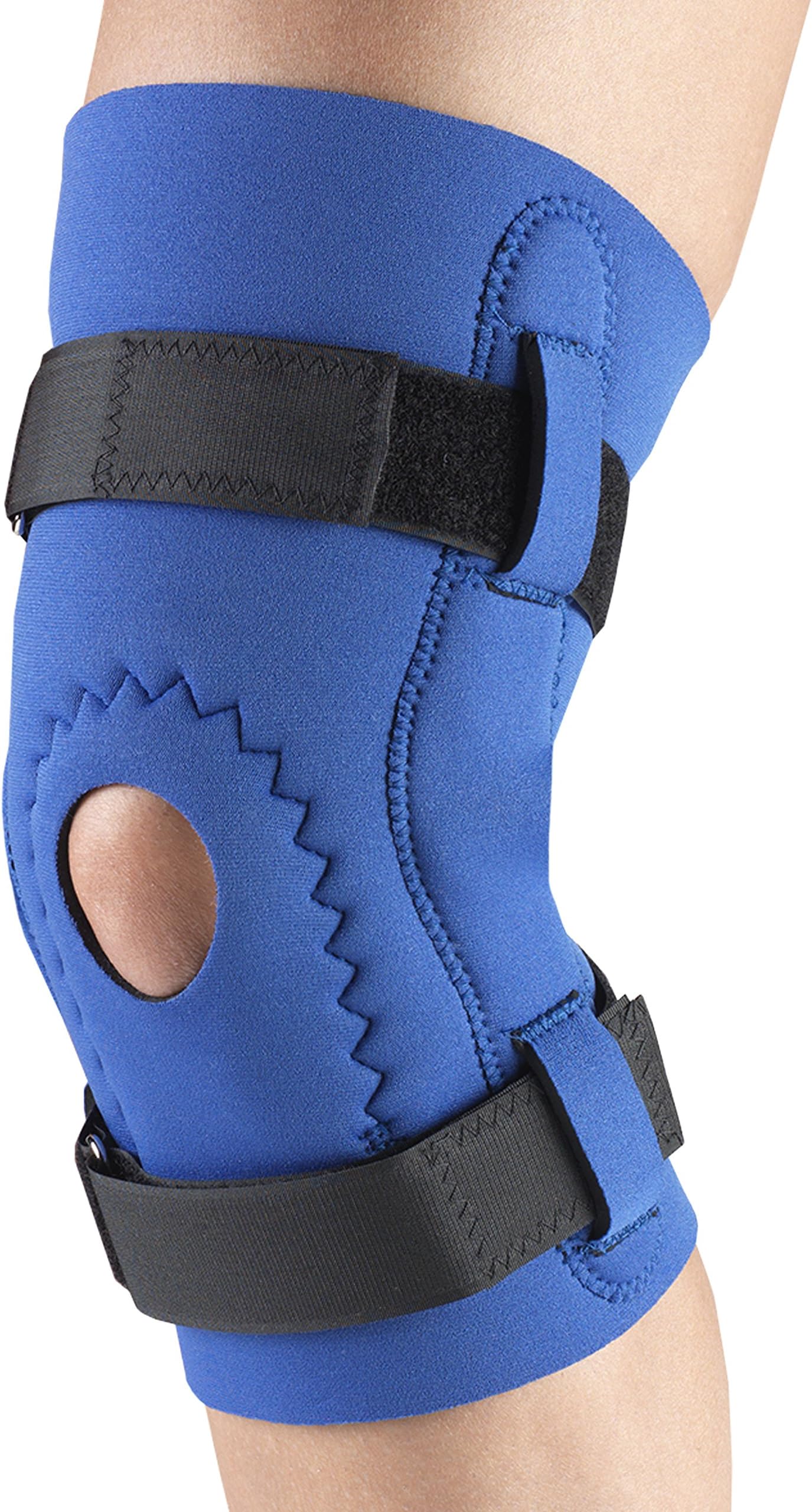 OTC Knee Brace Neoprene Sleeve Hor-Shu Pad Hinged Bars, Blue, Medium
