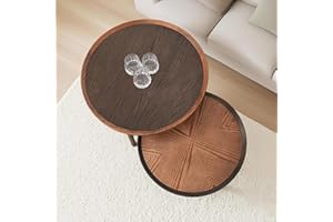 CONSDAN 2-Piece Nesting Coffee Table Set, Solid Oak Frame & Veneer Top, USA Grown Hardwood, Small & Large Round Side Tables for Living Room, Bedroom