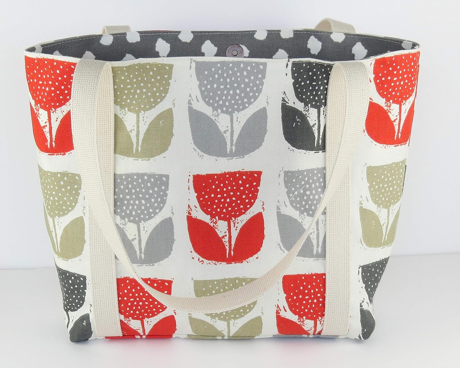 Handmade fabric tote bag with zip pocket canvas handbag Amazon.co.uk